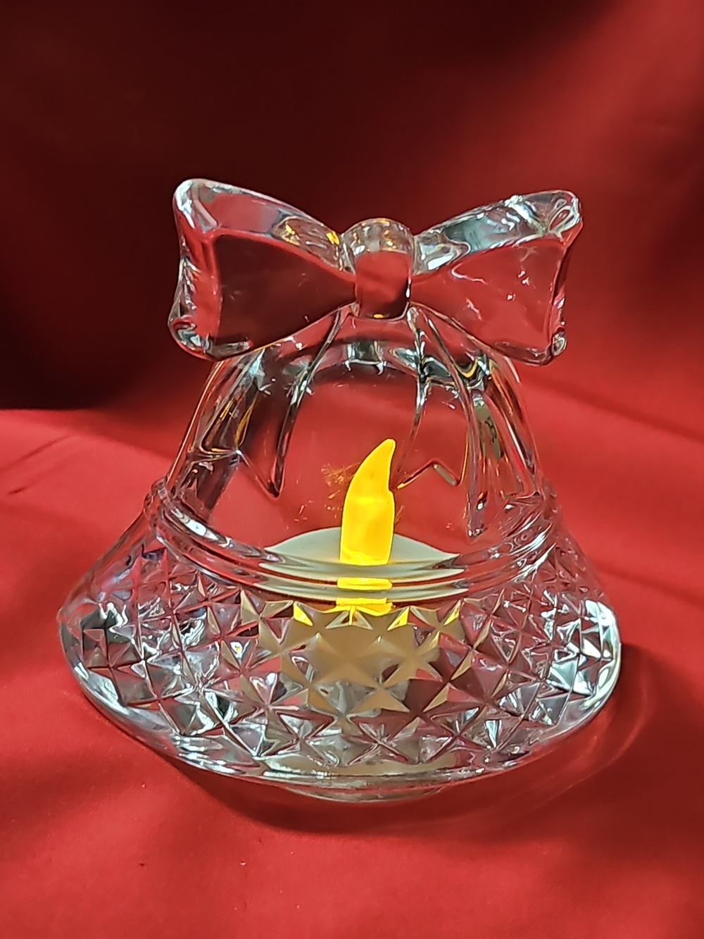 Clear Glass Bell Ornament with Bow / Christmas Holiday Decor
